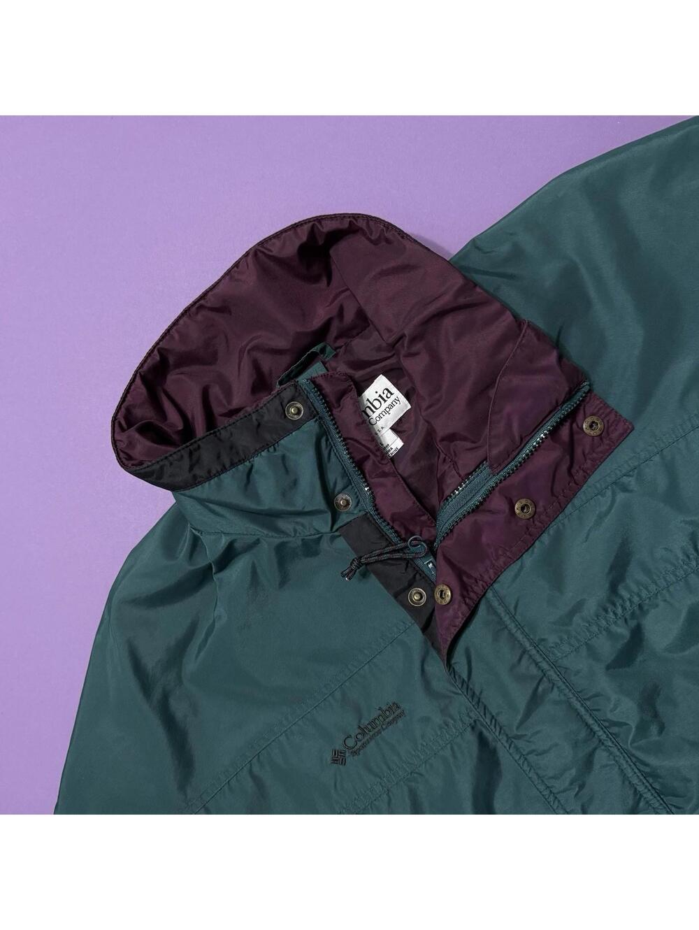 Vintage Columbia Bugaboo Jacket Mens Medium Teal Burgundy Fall 90s Zip